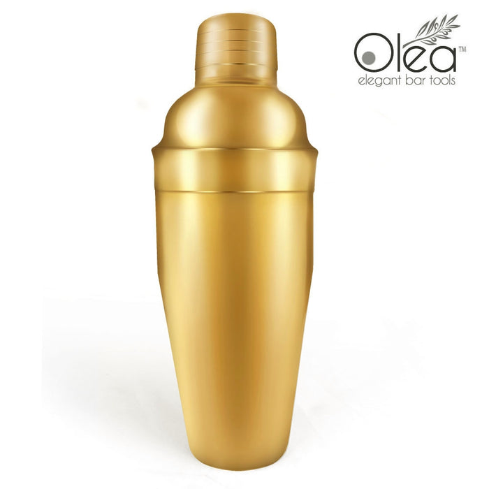 Olea™ 3-Piece Cocktail Shaker Deluxe - Gold Plated - 24 ounce