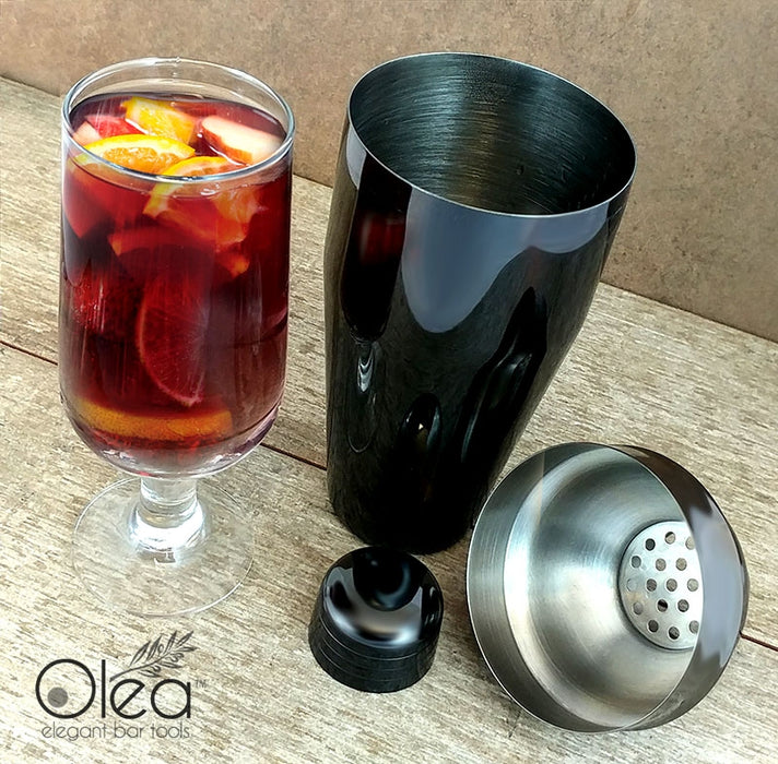 Olea™ 3-Piece Cocktail Shaker Deluxe - Gunmetal Plated - 24 ounce