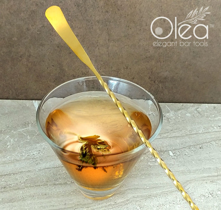 Olea™ Gold Plated Bar Spoon - Bent Tip - 40cm Length