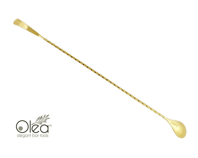 Olea™ Gold Plated Bar Spoon - Bent Tip - 40cm Length