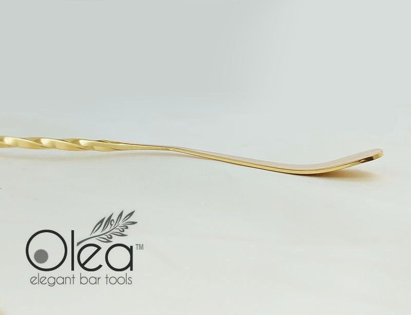 Olea™ Gold Plated Bar Spoon - Bent Tip - 40cm Length