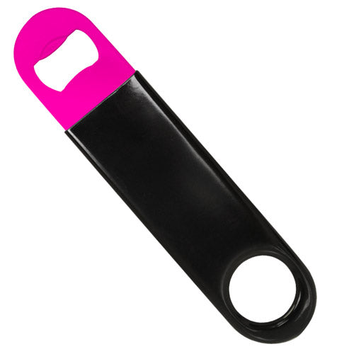 Black Vinylworks™ Coated On Neon Pink Bottle Opener