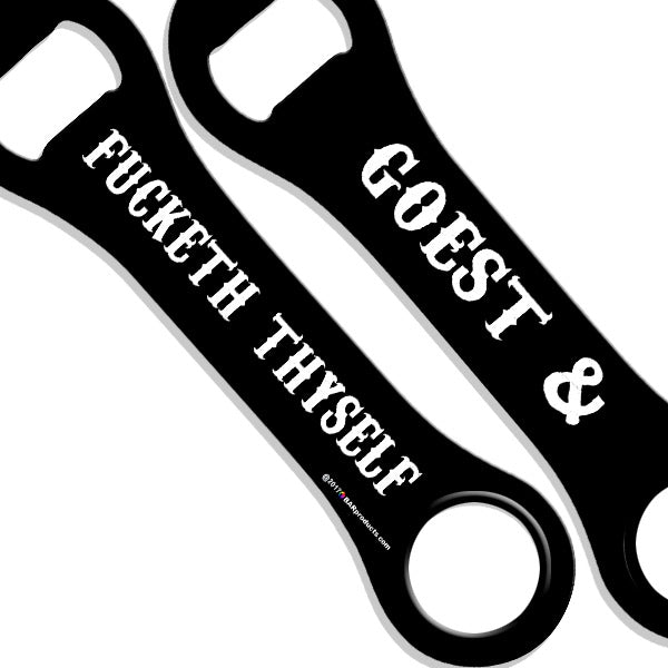 Goest & Fucketh Thyself  Dog Bone Bottle Opener