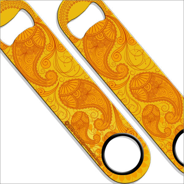 Speed Bottle Opener / Bar Key - Orange Paisley