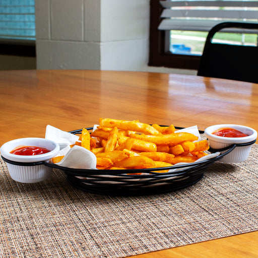 Oval Basket w/ Integrated Ramekin Holders