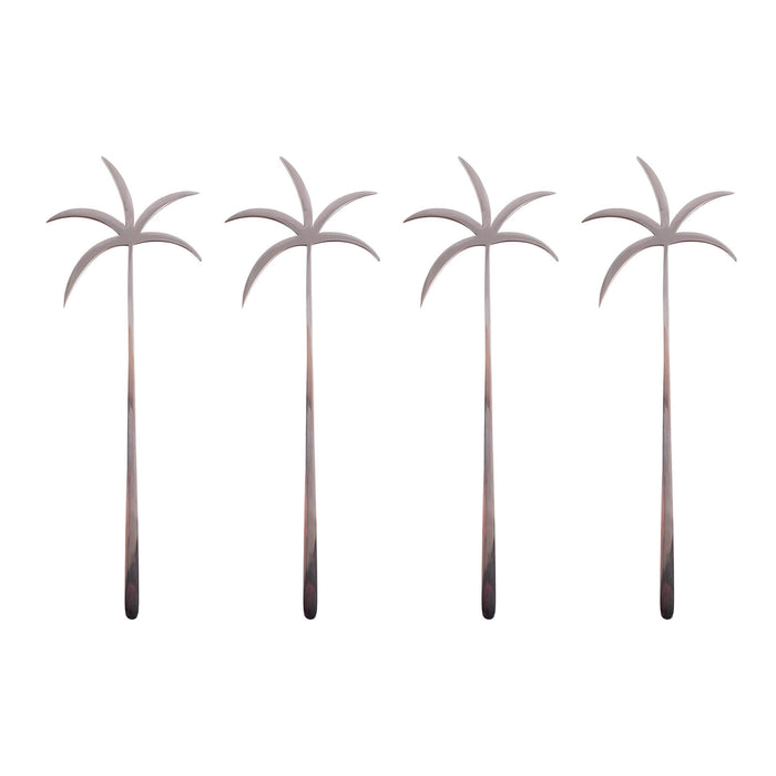 BarConic® Stainless Steel Palm Tree Swizzle Sticks - 4 pack