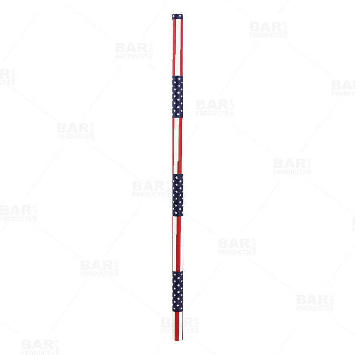 BarConic® "Eco-Friendly" Paper Straws - 7 3/4" USA Flag - Packs of 100