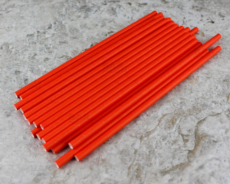 BarConic® "Eco-Friendly" Paper Straws - 7 3/4" Orange - Packs of 100