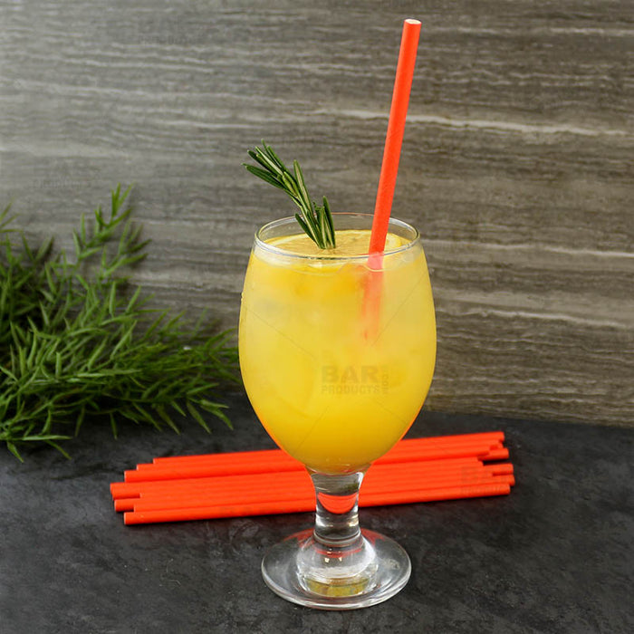 BarConic® "Eco-Friendly" Paper Straws - 7 3/4" Orange - Packs of 100