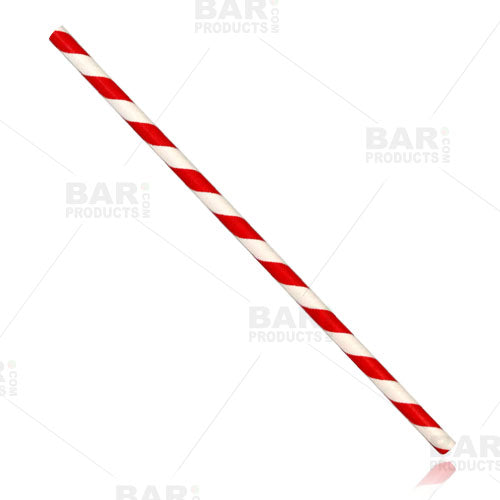 BarConic® Eco-Friendly Paper Straws - Red Stripe - 100 pack