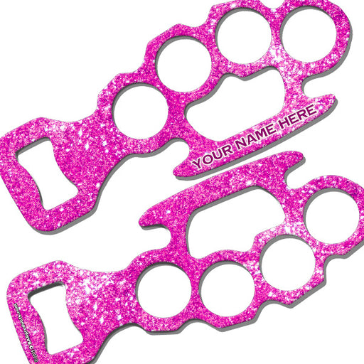 ADD YOUR NAME Knuckle Buster Bottle Opener - Glitter pink 