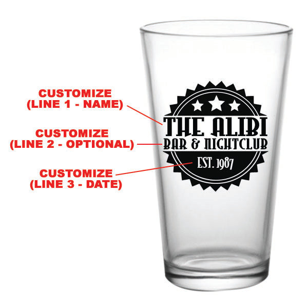 CUSTOMIZABLE - 16oz Pint / Mixing Glass - Badge