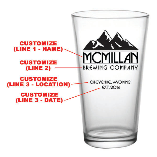 CUSTOMIZABLE - 16oz Pint / Mixing Glass - Mountain