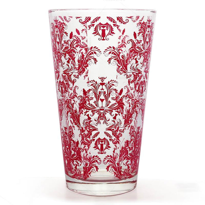 BarConic® Glassware - Mixing Glass - Pink Cocktail Themed Damask - 16 ounce