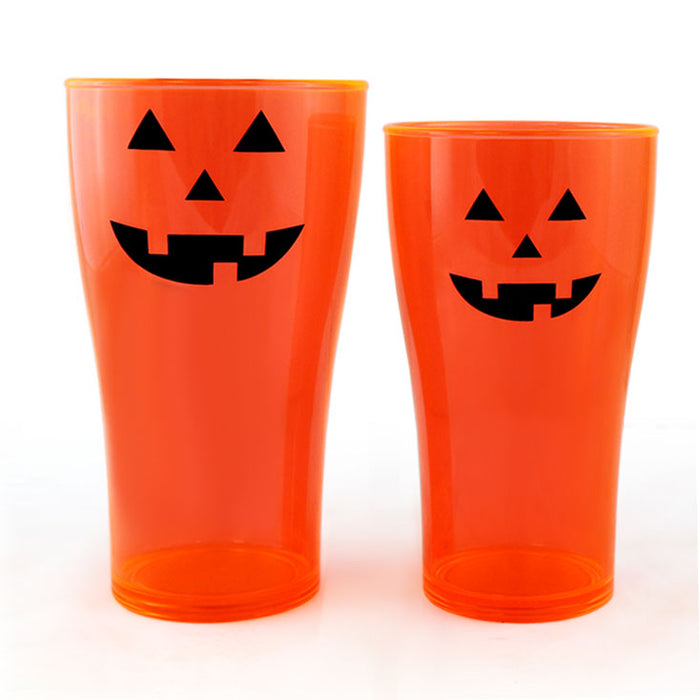 Classic Jack O'Lantern Polycarbonate Cup - Neon Orange - 2 Sizes Available