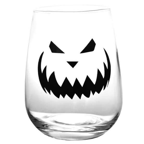 Halloween Jack O'Lantern Stemless Wine Glasses