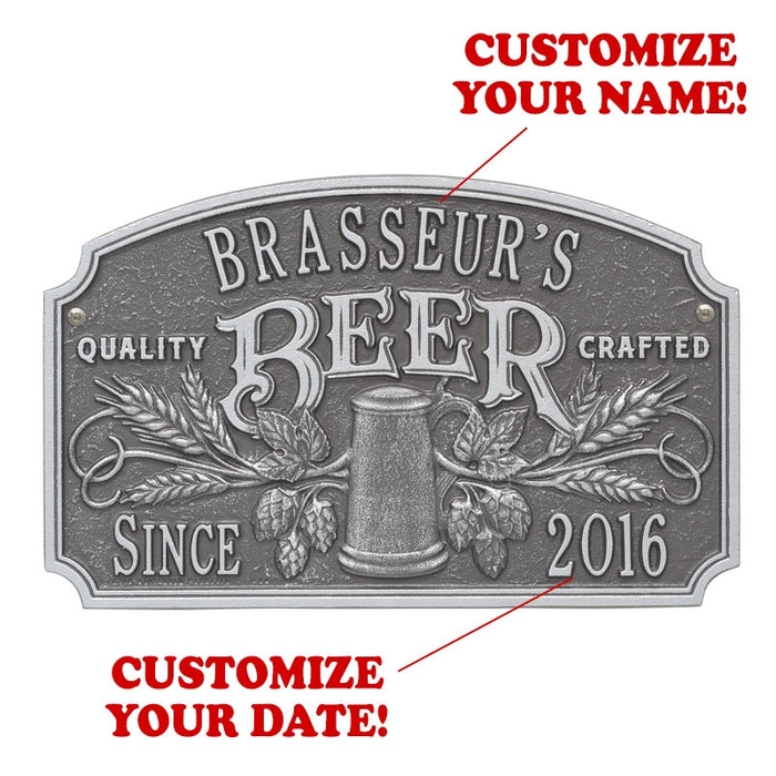 CUSTOMIZABLE Cast Aluminum Plaque - "Arch" Quality Crafted Beer