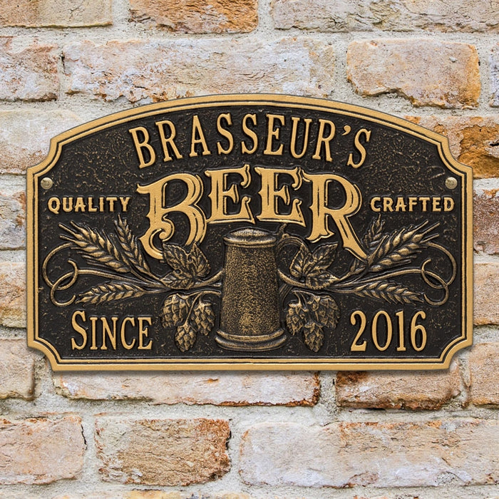 CUSTOMIZABLE Cast Aluminum Plaque - "Arch" Quality Crafted Beer