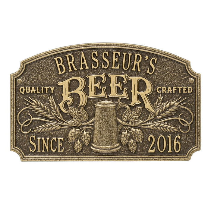 CUSTOMIZABLE Cast Aluminum Plaque - "Arch" Quality Crafted Beer