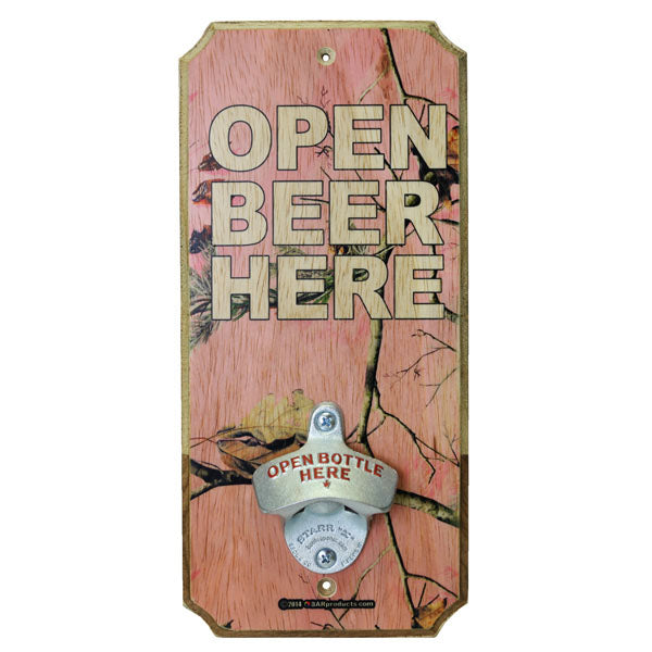 CAMO - Wall Mounted Wood Plaque Bottle Openers - PINK