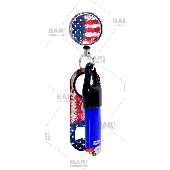 Kolorcoat™ Mini Opener, Reel and Lighter Leash Clug SET - U.S. Grunge Flag