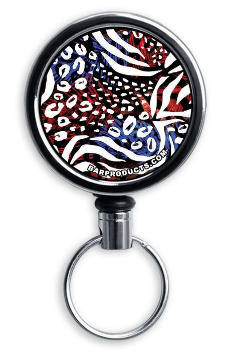 CUSTOMIZABLE Mini Bottle Opener with Retractable Reel - Patriotic Cheetah