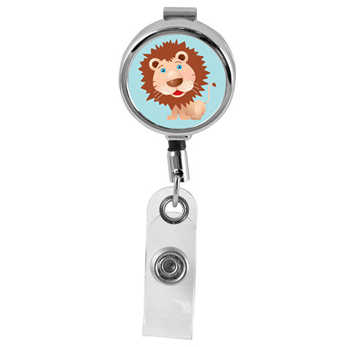 LION - Cute Animals Series Mini Chrome ID Badge Reel