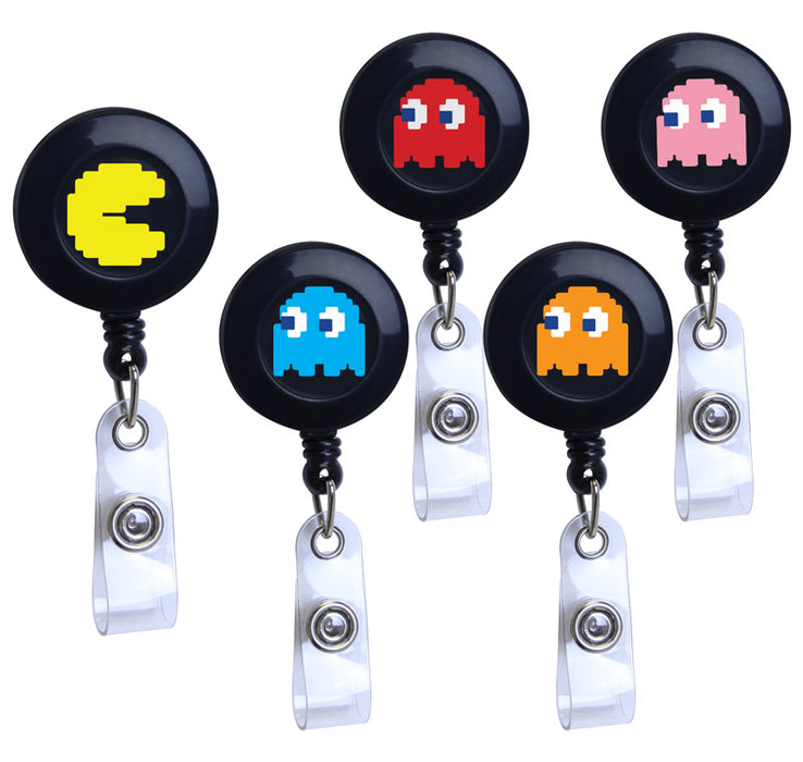 Nom Nom Nom... Retro Game Plastic Badge Reel Set