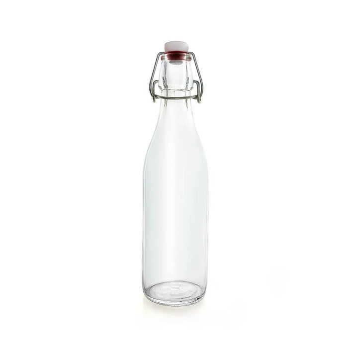 Round Glass Bottle w/ Swing Top - Available in 1 Liter or 17 ounce