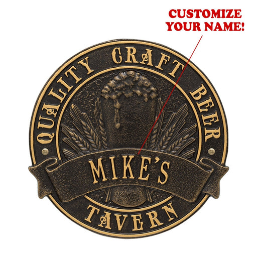 CUSTOMIZABLE Cast Aluminum Plaque - "Round" Quality Craft Beer