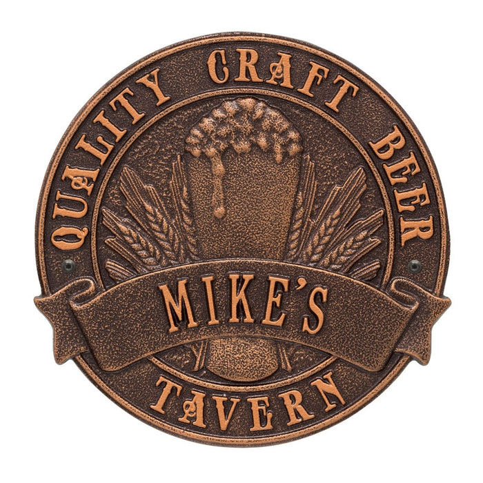 CUSTOMIZABLE Cast Aluminum Plaque - "Round" Quality Craft Beer