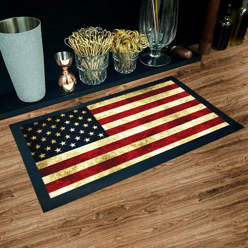 BAR SERVICE MAT - AMERICAN FLAG - 17.25" X 10"