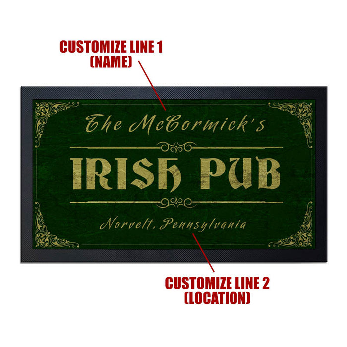 Custom Printed Bar Service Mat - Irish Pub - 17.25" x 10"