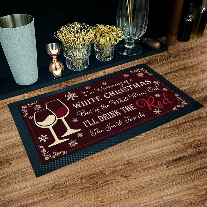 Custom Printed Bar Service Mat - White Christmas -  17.25" x 10"