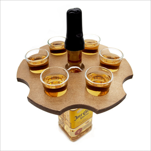 6-shooter shot glass birch wood shooter tray walnut