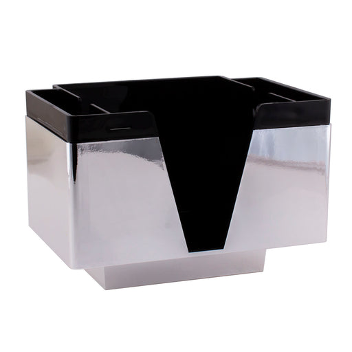 NAPKIN BAR CADDY - 3 COMPARTMENT- BLACK/CHROME