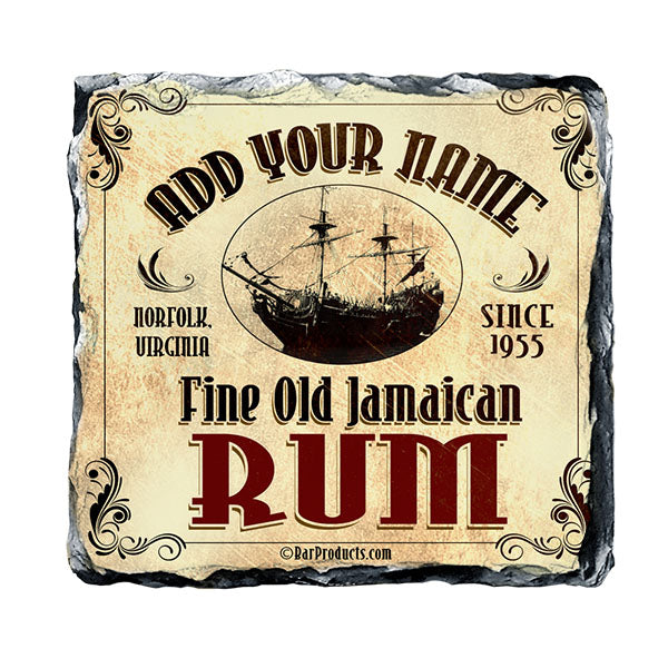 CUSTOMIZABLE Rock Slate Coaster - Rum Themed