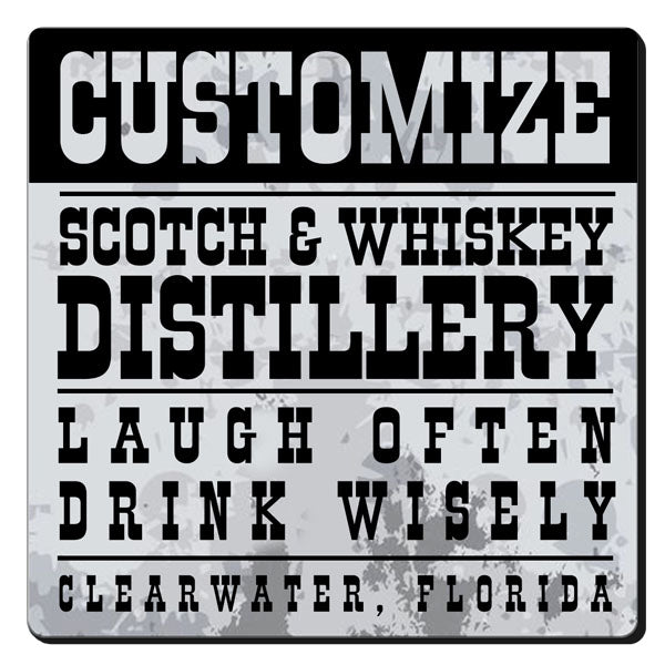 CUSTOMIZABLE Coaster - 3.5in Square Foam - Distillery Design