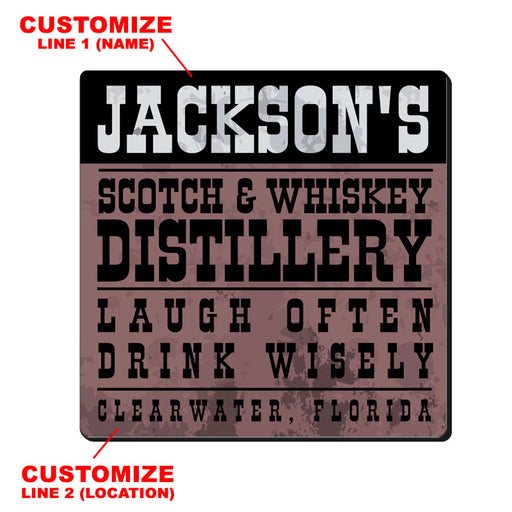 CUSTOMIZABLE Coaster - 3.5in Square Foam - Distillery Design