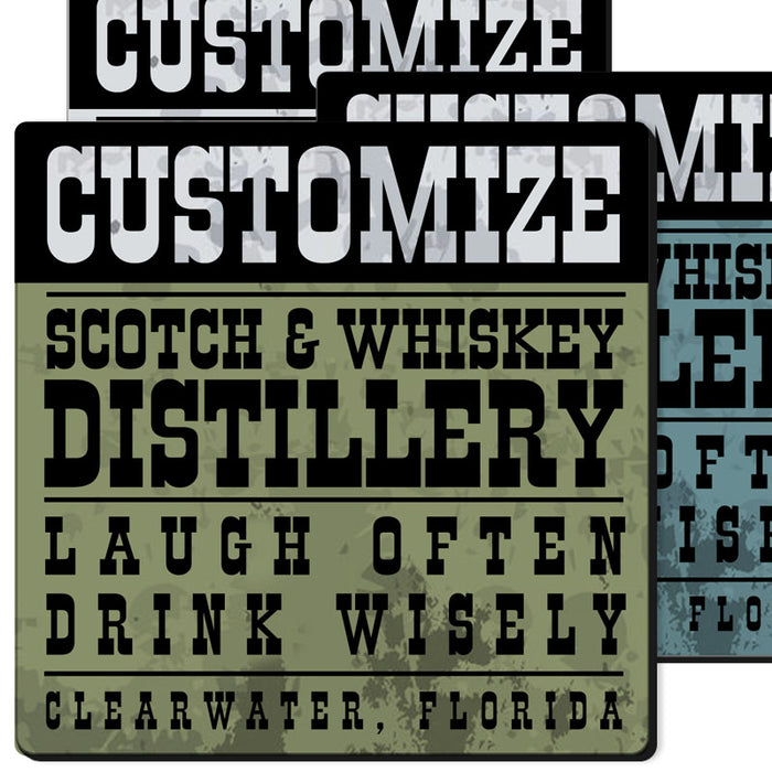 CUSTOMIZABLE Coaster - 3.5in Square Foam - Distillery Design