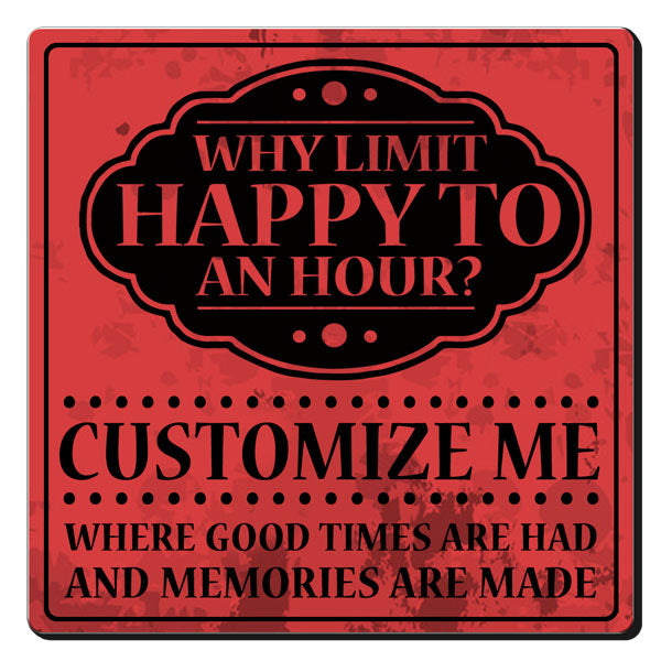 CUSTOMIZABLE Coaster - 3.5in Square Foam - Happy Hour Design