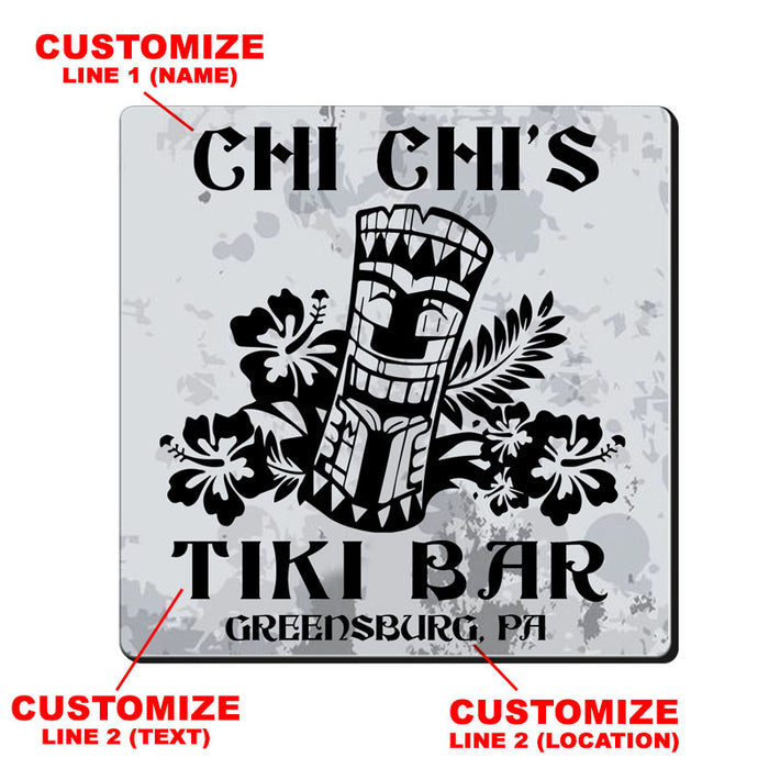 CUSTOMIZABLE Coaster - 3.5in Square Foam - Tiki Design