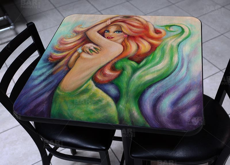 Redhead Mermaid Square Wooden Table Top - Two Sizes Available