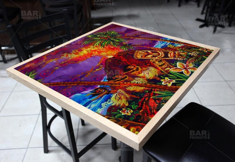 Tiki Hulu Show Square Wooden Table Top - Two Sizes Available