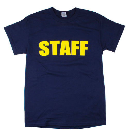 Staff T-Shirt - Printed on Front and Back - Navy Blue/Yellow