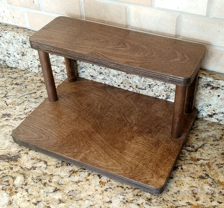 Counter Caddies™ - Walnut-Stained Straight Shelf - Culinary / Spice Rack - empty