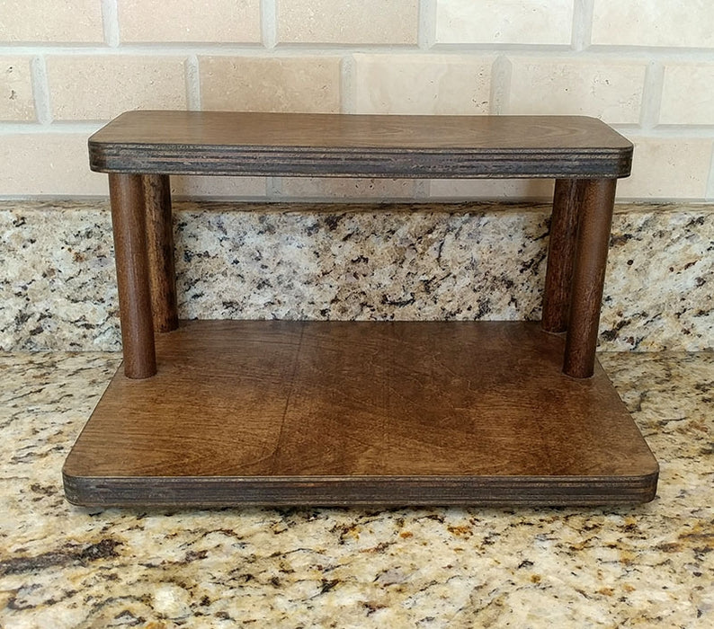 Counter Caddies™ - Walnut-Stained Straight Shelf - Culinary / Spice Rack - empty