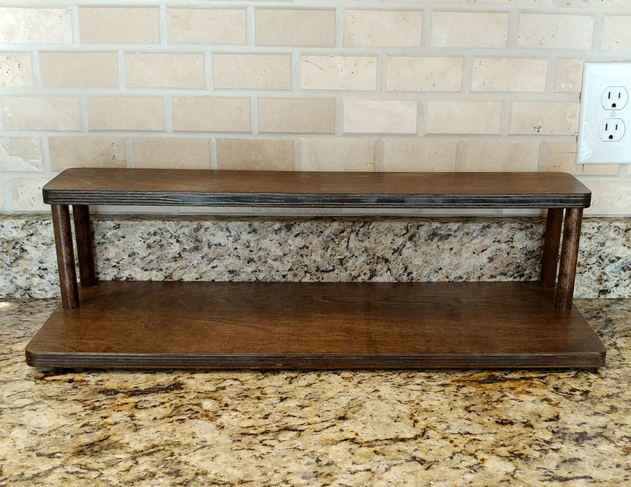 Counter Caddies™ - Walnut-Stained Straight Shelf - Culinary / Spice Rack - empty