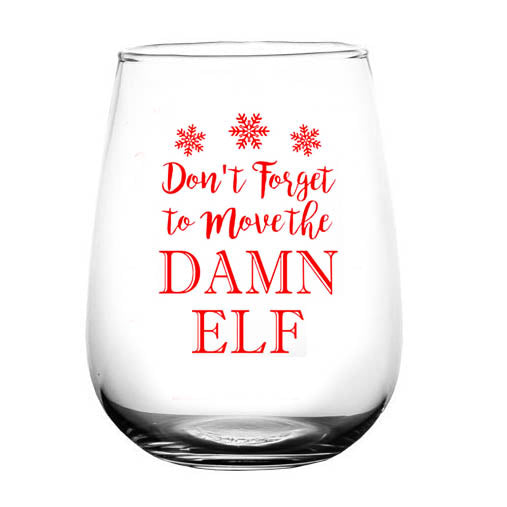 Move the Elf Stemless Wine Glass