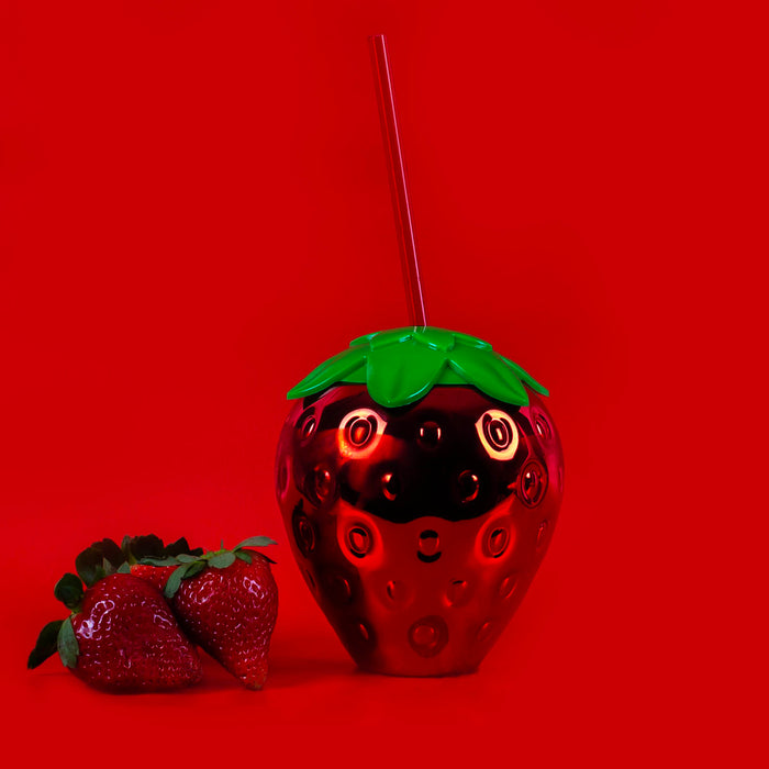 Strawberry Party Tumbler Cup with Straw